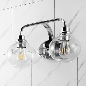 Sandrine Iron/Seeded Glass Cottage Rustic LED Vanity Light